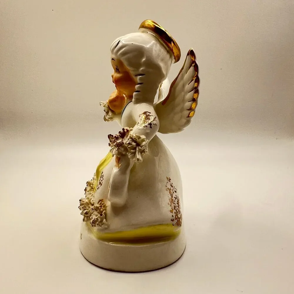 Vintage Napco Japan January Birthday Angel Time Figurine Girl New Years A1361